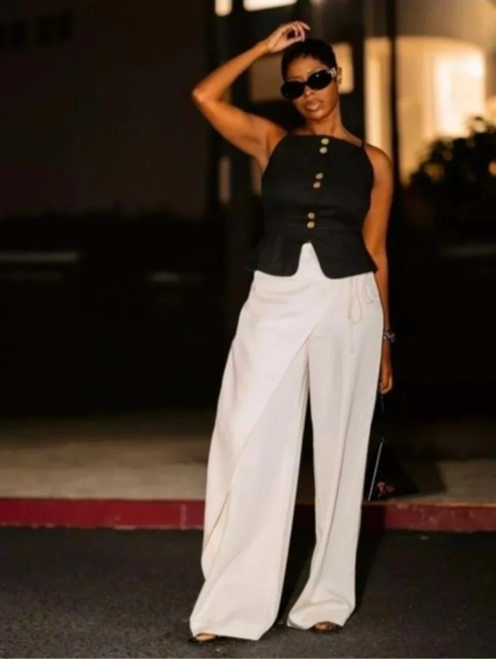 future Collective Women's Mid-rise Sarong Wide Leg Pants With Jenee Cream 2X